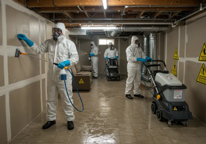 Basement Moisture Removal and Structural Drying process in East Rockingham, NC